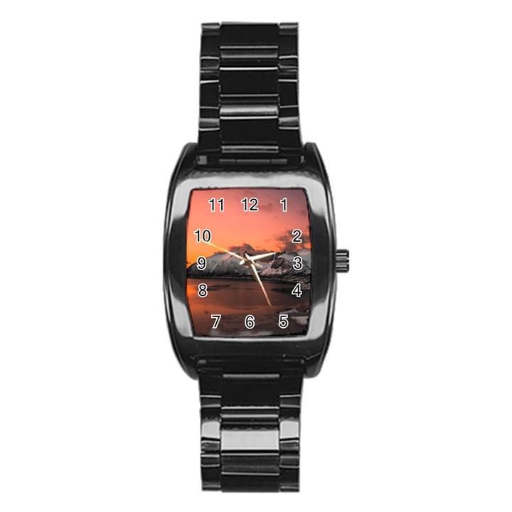 Surreal Mountain Landscape Lake Stainless Steel Barrel Watch