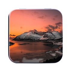 Surreal Mountain Landscape Lake Square Metal Box (black) by Bedest