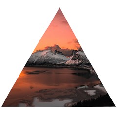 Surreal Mountain Landscape Lake Wooden Puzzle Triangle by Bedest