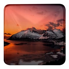 Surreal Mountain Landscape Lake Square Glass Fridge Magnet (4 Pack) by Bedest