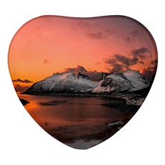 Surreal Mountain Landscape Lake Heart Glass Fridge Magnet (4 Pack) by Bedest