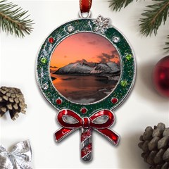 Surreal Mountain Landscape Lake Metal X mas Lollipop With Crystal Ornament by Bedest