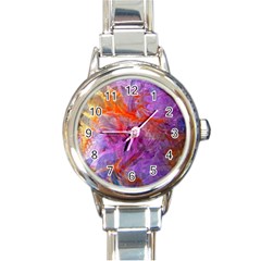 Flowing Petals Round Italian Charm Watch by kaleidomarblingart