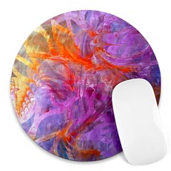 Flowing Petals Round Mousepad by kaleidomarblingart