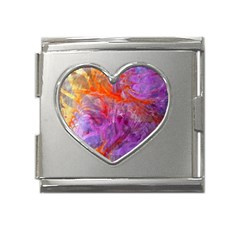 Flowing Petals Mega Link Heart Italian Charm (18mm) by kaleidomarblingart