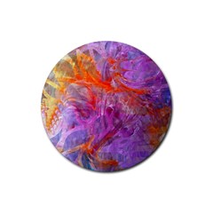 Flowing Petals Rubber Coaster (round) by kaleidomarblingart