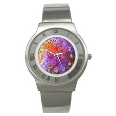 Flowing Petals Stainless Steel Watch by kaleidomarblingart