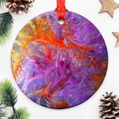 Flowing Petals Round Ornament (two Sides) by kaleidomarblingart