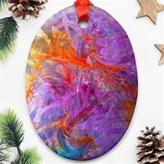 Flowing Petals Oval Ornament (two Sides) by kaleidomarblingart