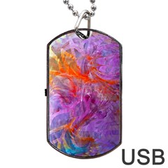 Flowing Petals Dog Tag Usb Flash (two Sides) by kaleidomarblingart