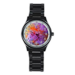 Flowing Petals Stainless Steel Round Watch by kaleidomarblingart