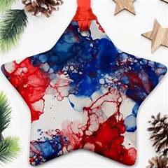 Red White And Blue Alcohol Ink American Patriotic  Flag Colors Alcohol Ink Ornament (star)