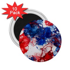 Red White And Blue Alcohol Ink American Patriotic  Flag Colors Alcohol Ink 2 25  Magnets (10 Pack)  by PodArtist