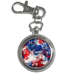 Red White And Blue Alcohol Ink American Patriotic  Flag Colors Alcohol Ink Key Chain Watches by PodArtist