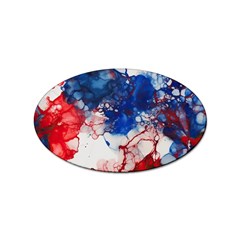 Red White And Blue Alcohol Ink American Patriotic  Flag Colors Alcohol Ink Sticker (oval) by PodArtist