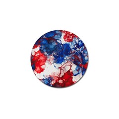 Red White And Blue Alcohol Ink American Patriotic  Flag Colors Alcohol Ink Golf Ball Marker by PodArtist