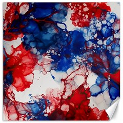 Red White And Blue Alcohol Ink American Patriotic  Flag Colors Alcohol Ink Canvas 16  X 16  by PodArtist