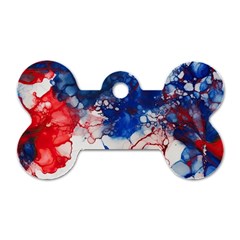 Red White And Blue Alcohol Ink American Patriotic  Flag Colors Alcohol Ink Dog Tag Bone (two Sides) by PodArtist