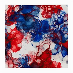 Red White And Blue Alcohol Ink American Patriotic  Flag Colors Alcohol Ink Medium Glasses Cloth by PodArtist