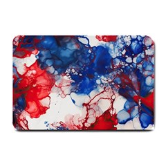 Red White And Blue Alcohol Ink American Patriotic  Flag Colors Alcohol Ink Small Doormat by PodArtist