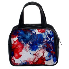 Red White And Blue Alcohol Ink American Patriotic  Flag Colors Alcohol Ink Classic Handbag (two Sides) by PodArtist