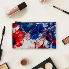 Red White And Blue Alcohol Ink American Patriotic  Flag Colors Alcohol Ink Cosmetic Bag (small) by PodArtist