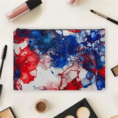 Red White And Blue Alcohol Ink American Patriotic  Flag Colors Alcohol Ink Cosmetic Bag (large) by PodArtist