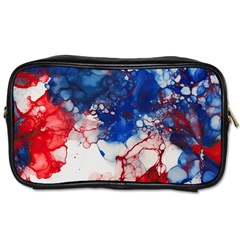 Red White And Blue Alcohol Ink American Patriotic  Flag Colors Alcohol Ink Toiletries Bag (one Side) by PodArtist