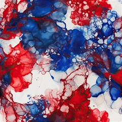 Red White And Blue Alcohol Ink American Patriotic  Flag Colors Alcohol Ink Play Mat (square) by PodArtist