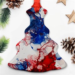 Red White And Blue Alcohol Ink American Patriotic  Flag Colors Alcohol Ink Ornament (christmas Tree) 