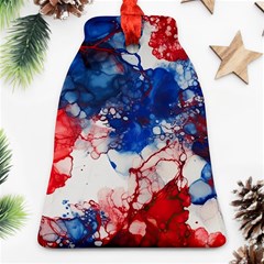 Red White And Blue Alcohol Ink American Patriotic  Flag Colors Alcohol Ink Ornament (bell)