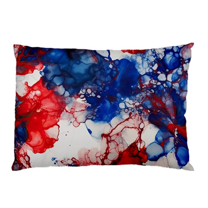 Red White and Blue Alcohol Ink American Patriotic  Flag Colors Alcohol Ink Pillow Case (Two Sides)