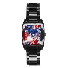 Red White And Blue Alcohol Ink American Patriotic  Flag Colors Alcohol Ink Stainless Steel Barrel Watch by PodArtist