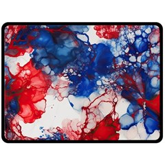 Red White And Blue Alcohol Ink American Patriotic  Flag Colors Alcohol Ink Two Sides Fleece Blanket (large) by PodArtist