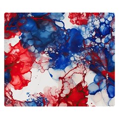 Red White And Blue Alcohol Ink American Patriotic  Flag Colors Alcohol Ink Two Sides Premium Plush Fleece Blanket (small) by PodArtist