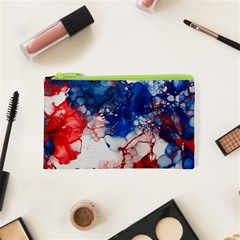 Red White And Blue Alcohol Ink American Patriotic  Flag Colors Alcohol Ink Cosmetic Bag (xs) by PodArtist