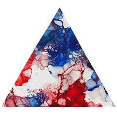 Red White And Blue Alcohol Ink American Patriotic  Flag Colors Alcohol Ink Wooden Puzzle Triangle by PodArtist