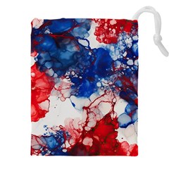 Red White And Blue Alcohol Ink American Patriotic  Flag Colors Alcohol Ink Drawstring Pouch (4xl) by PodArtist