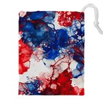 Red White and Blue Alcohol Ink American Patriotic  Flag Colors Alcohol Ink Drawstring Pouch (5XL) Front