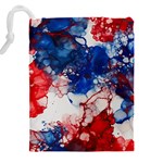 Red White and Blue Alcohol Ink American Patriotic  Flag Colors Alcohol Ink Drawstring Pouch (5XL) Back