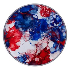 Red White And Blue Alcohol Ink American Patriotic  Flag Colors Alcohol Ink Wireless Fast Charger(white)