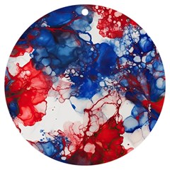 Red White And Blue Alcohol Ink American Patriotic  Flag Colors Alcohol Ink Uv Print Acrylic Ornament Round