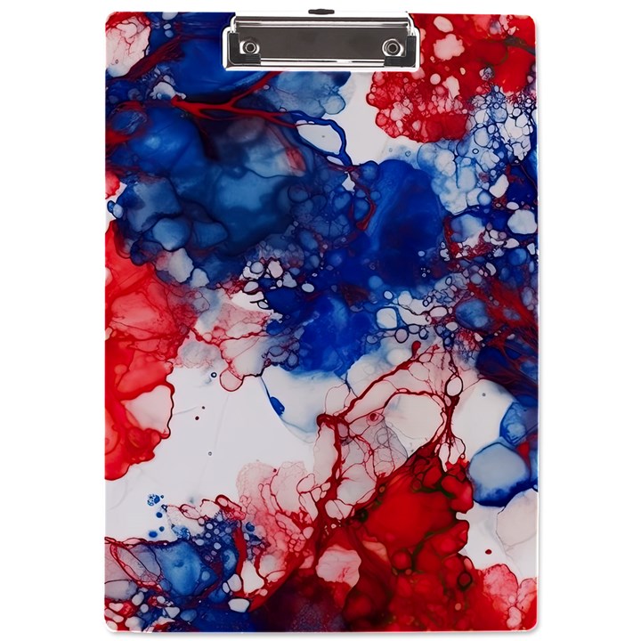 Red White and Blue Alcohol Ink American Patriotic  Flag Colors Alcohol Ink A4 Acrylic Clipboard