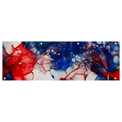 Red White And Blue Alcohol Ink American Patriotic  Flag Colors Alcohol Ink Banner And Sign 9  X 3  by PodArtist