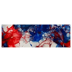 Red White And Blue Alcohol Ink American Patriotic  Flag Colors Alcohol Ink Banner And Sign 12  X 4  by PodArtist