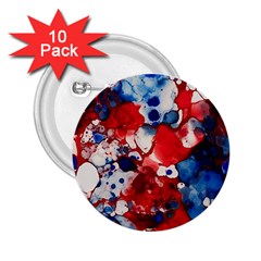 Red White And Blue Alcohol Ink France Patriotic Flag Colors Alcohol Ink  2 25  Buttons (10 Pack)  by PodArtist