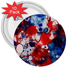 Red White And Blue Alcohol Ink France Patriotic Flag Colors Alcohol Ink  3  Buttons (10 Pack)  by PodArtist