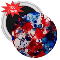 Red White And Blue Alcohol Ink France Patriotic Flag Colors Alcohol Ink  3  Magnets (100 Pack) by PodArtist