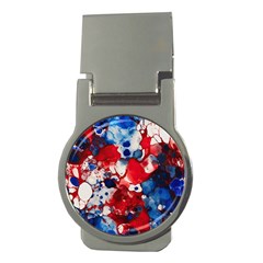 Red White And Blue Alcohol Ink France Patriotic Flag Colors Alcohol Ink  Money Clips (round)  by PodArtist