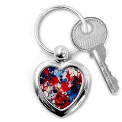 Red White And Blue Alcohol Ink France Patriotic Flag Colors Alcohol Ink  Key Chain (heart) by PodArtist